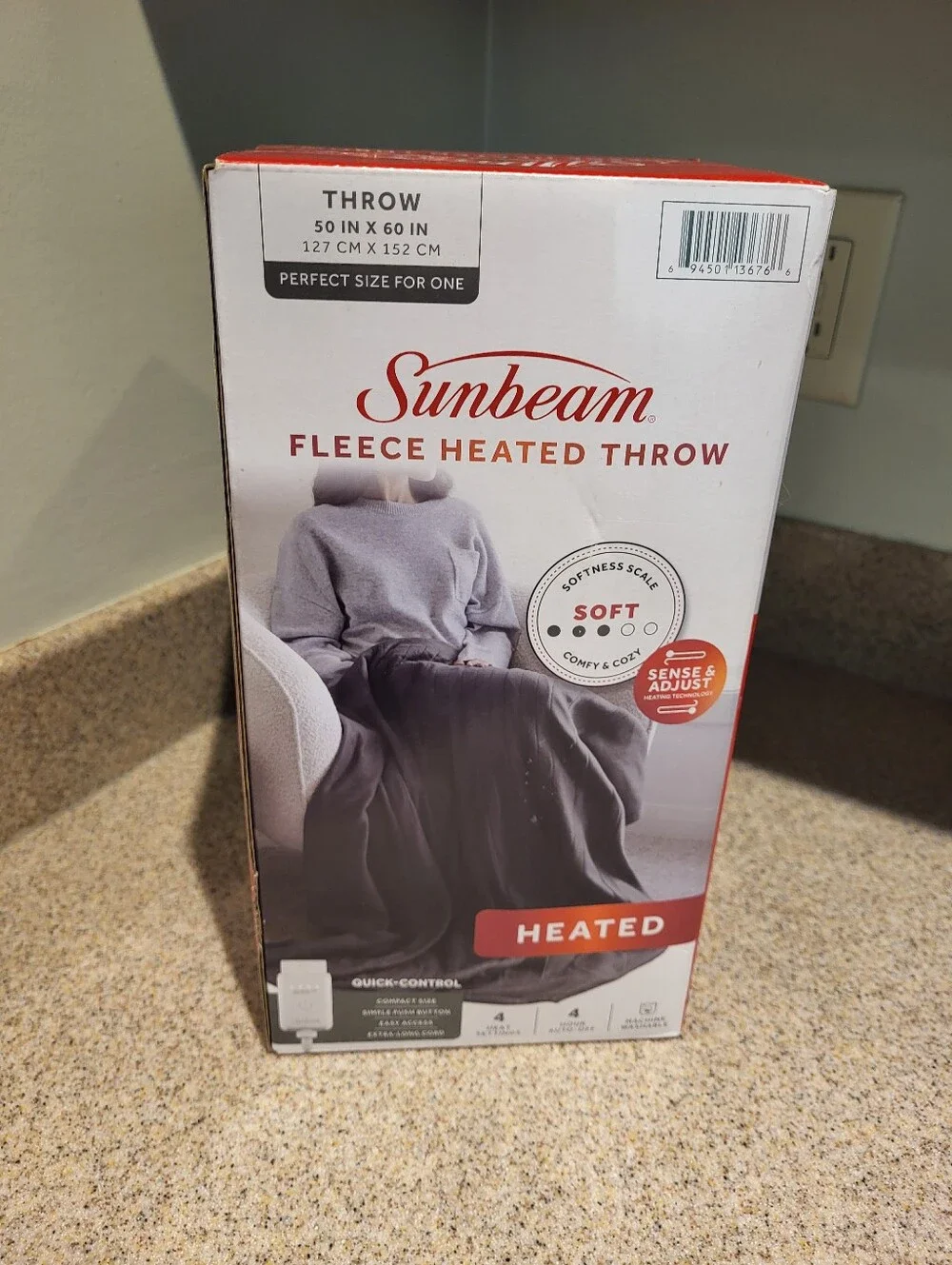 Sunbeam Soft Fleece Heated Throw Blanket 50